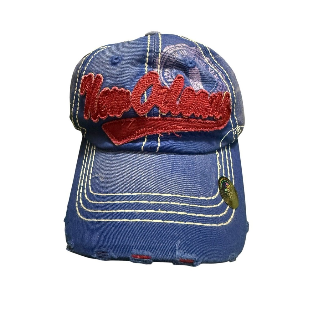 Newest New Orleans Louisiana Distressed Chenille Embroidered Adjustable Cap